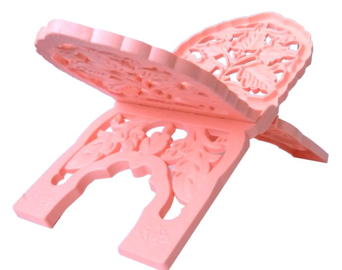 Grand porte Coran en plastique moulé de couleur rose (19 x 38 cm)