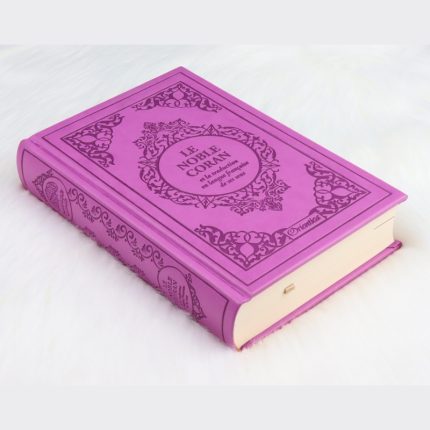 Le Noble Coran Bilingue Français Arabe - Couverture cartonnée en cuir couleur mauve violet