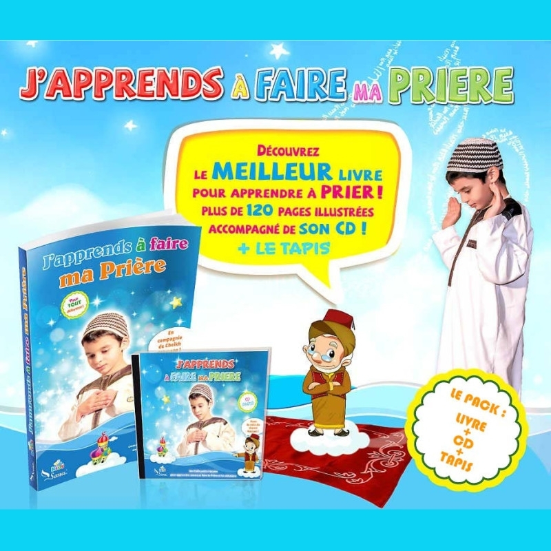 PACK - J'apprends à faire ma Prière - Pour garçon | Livre + CD + Tapis de prière